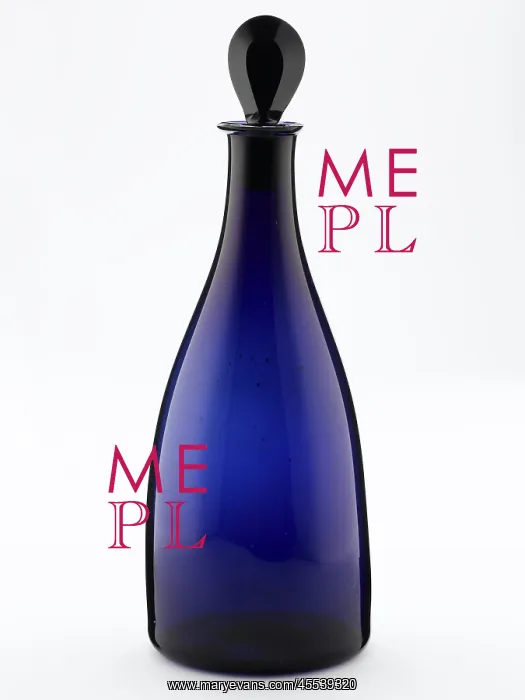 : Decanter of tapered form made from blown and bevelled blue glass : Decanter of tapered form made from blown and bevelled blue glass