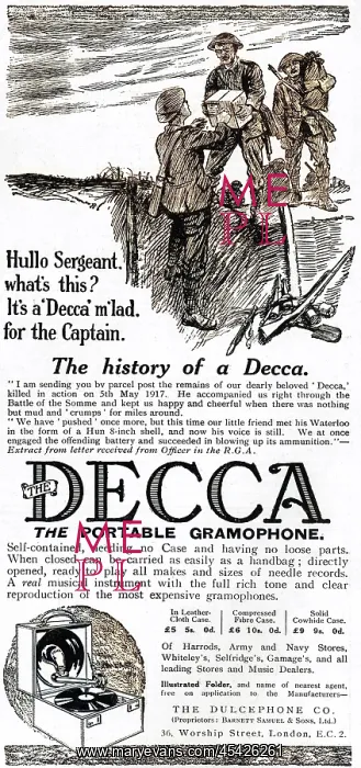 : Decca gramophone advertisement, 1917 : Decca gramophone advertisement, 1917