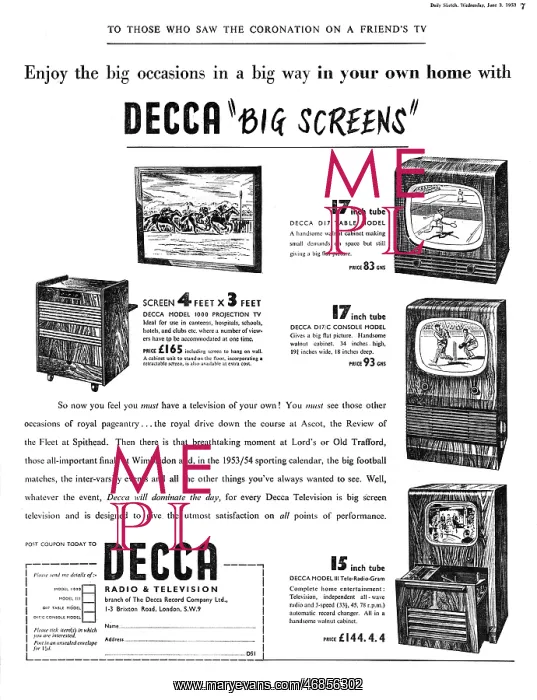 : Decca television advertisement - 1953 Coronation : Decca television advertisement - 1953 Coronation