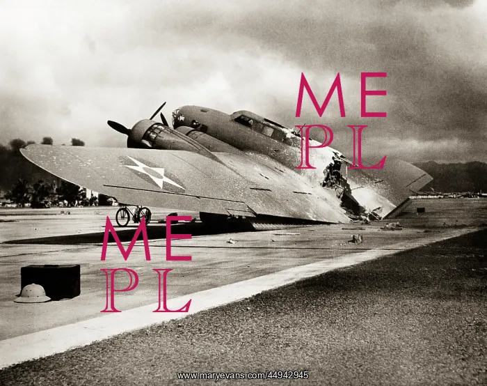 : December 7 1941 Front Section of Airplane Blown : December 7 1941 Front Section of Airplane Blown