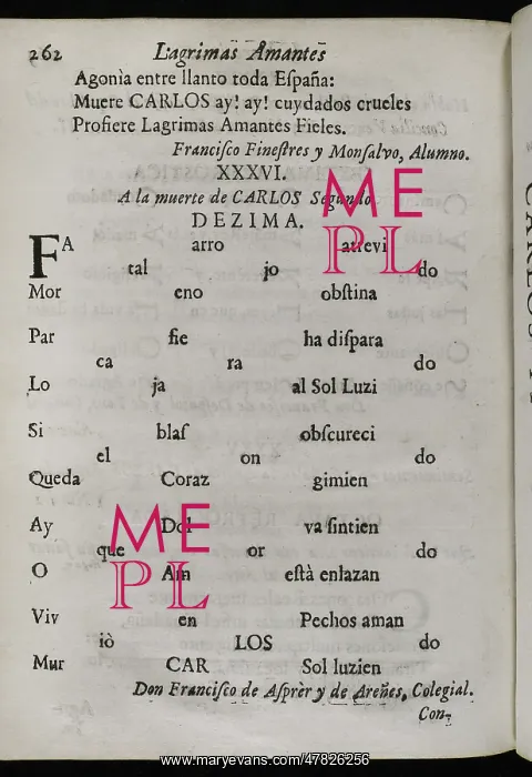 : Decima to King Charles II's death by de Arenes : Decima to King Charles II's death by de Arenes