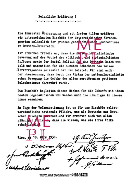 : Declaration of Austrian bishops, 1938 : Declaration of Austrian bishops, 1938