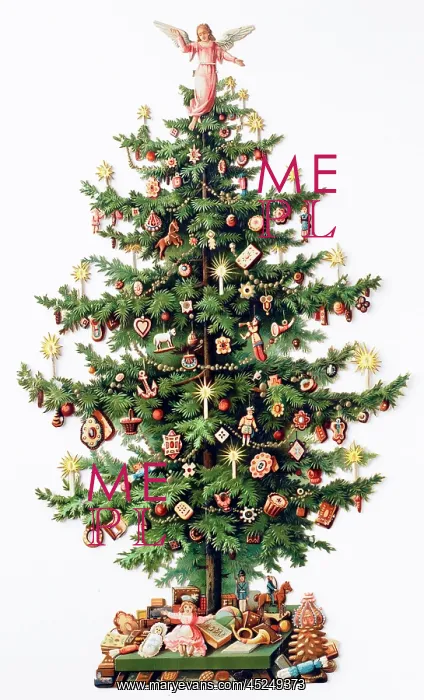 : Decorated Christmas tree with toys below : Decorated Christmas tree with toys below