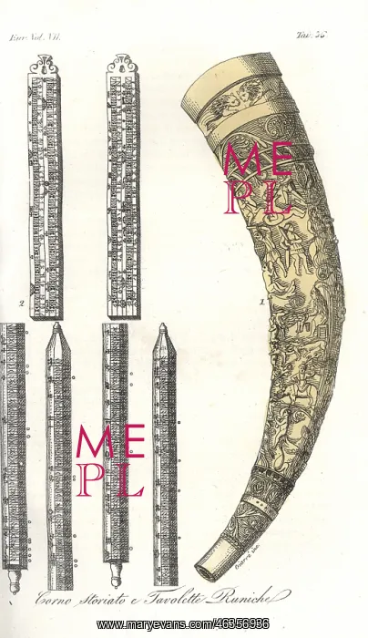 : Decorated horn and Runic tablets of the Vikings : Decorated horn and Runic tablets of the Vikings