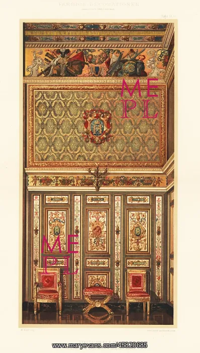 : Decorated wall panels and chairs in the Palace : Decorated wall panels and chairs in the Palace