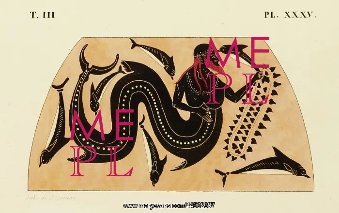 : Decoration on a Greek Amphora, showing Poseidon : Decoration on a Greek Amphora, showing Poseidon