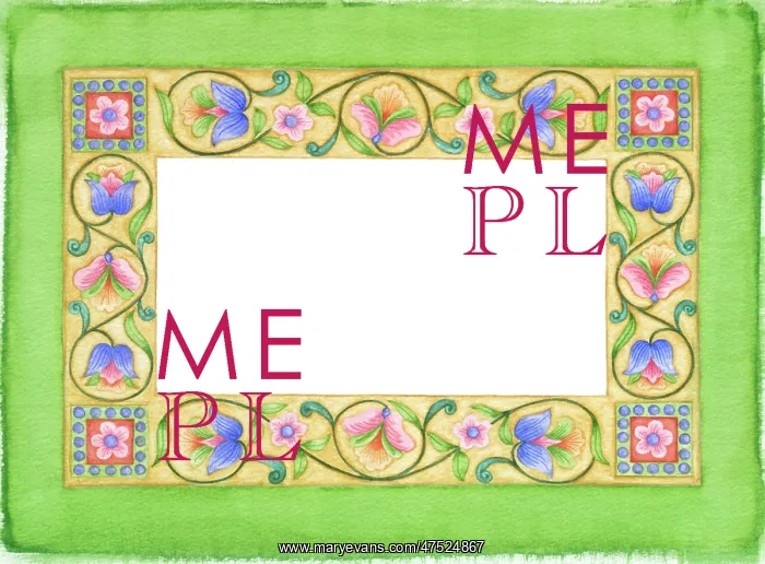 : Decorative border with flowers & scrolling foliage : Decorative border with flowers & scrolling foliage