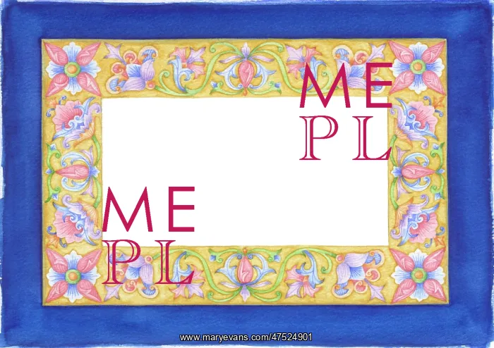 : Decorative border with flowers & scrolling foliage : Decorative border with flowers & scrolling foliage