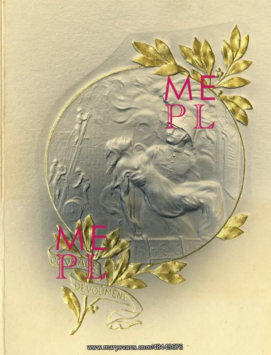  : Decorative Card - Firefighter rescuing a woman