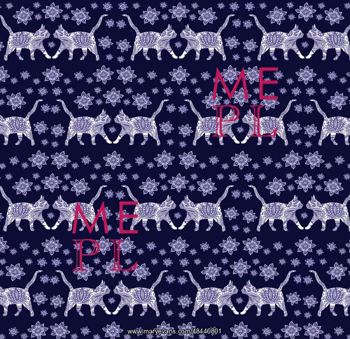  : Decorative cats repeating pattern