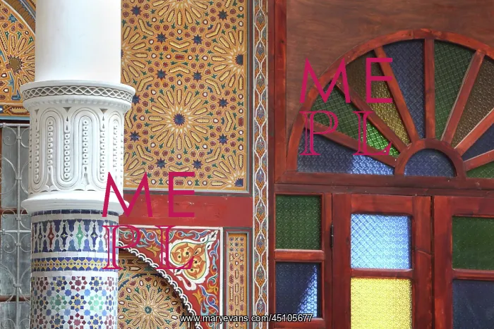 : Decorative detail, riad, Tetouan, Morocco : Decorative detail, riad, Tetouan, Morocco