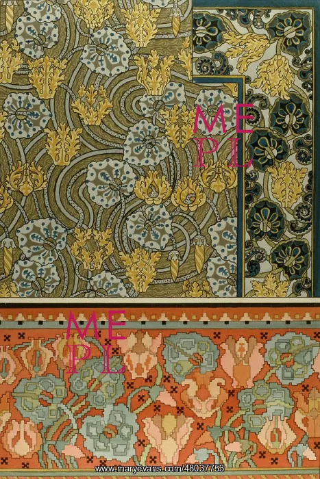 : Three decorative floral designs : Three decorative floral designs