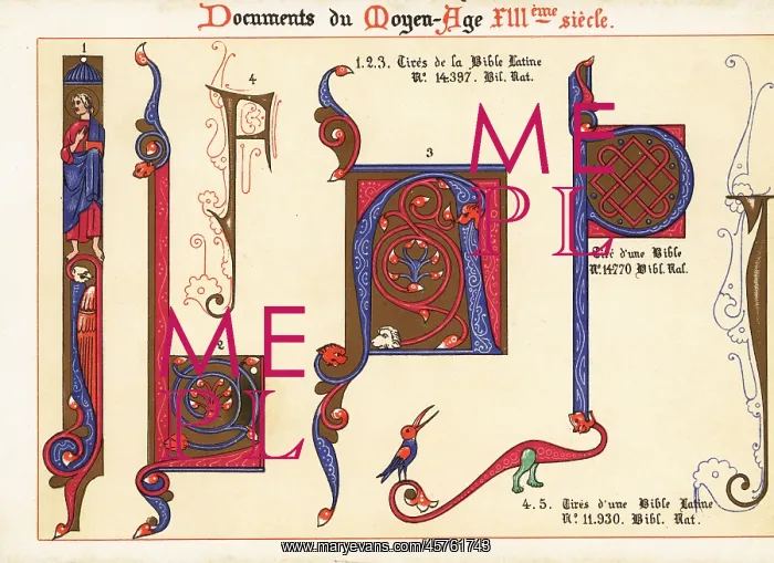 : Decorative initial letters taken from 13th century : Decorative initial letters taken from 13th century
