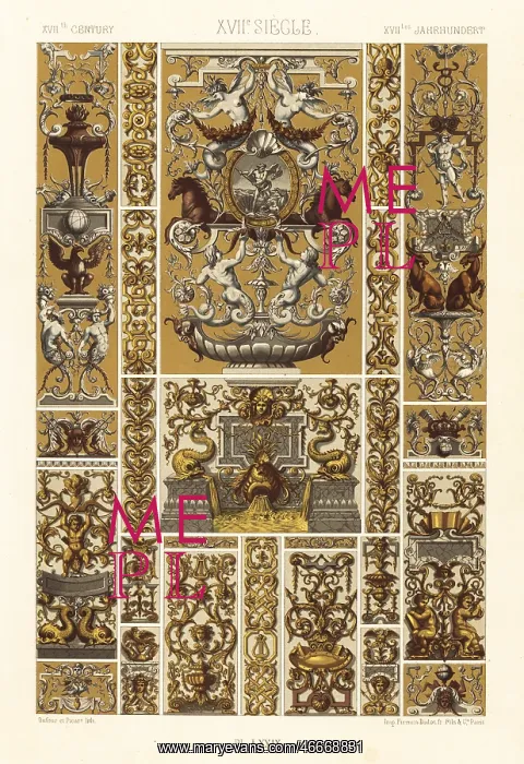 : Decorative paintings, Apollo Gallery, Louvre, 17th century : Decorative paintings, Apollo Gallery, Louvre, 17th century