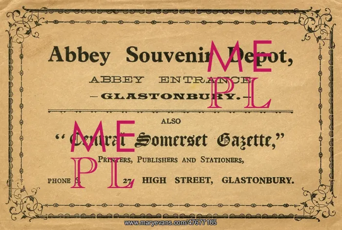 : Decorative postcard envelope, Glastonbury, Somerset : Decorative postcard envelope, Glastonbury, Somerset