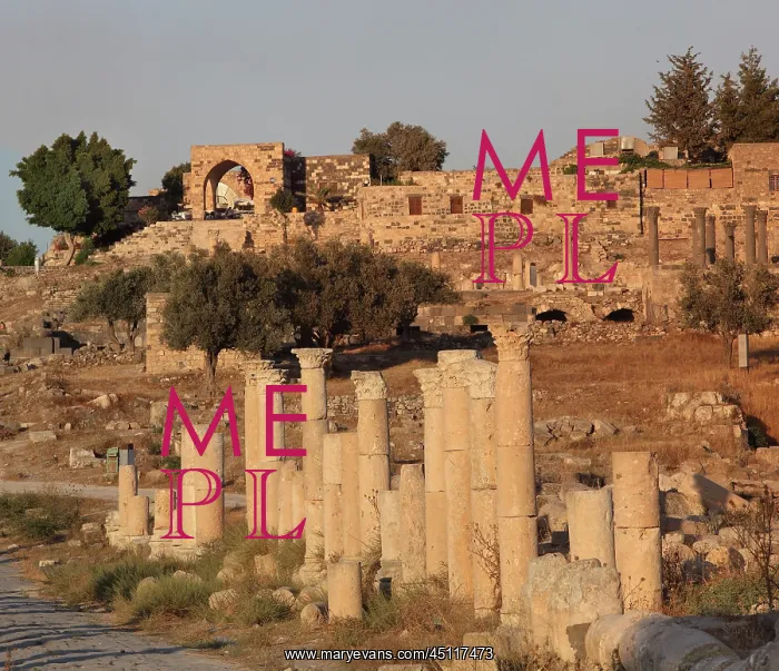 : Decumanus Maximus and Ottoman village, Umm Qais, Jordan : Decumanus Maximus and Ottoman village, Umm Qais, Jordan