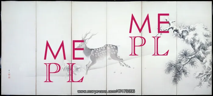 : Deer in Snow – Japanese six-fold screen : Deer in Snow – Japanese six-fold screen