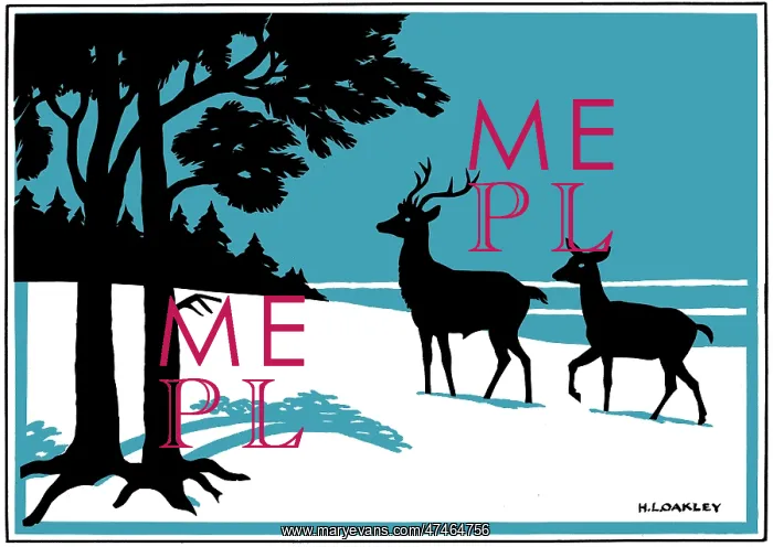  : Two Deer in the Snow (two-colour design)