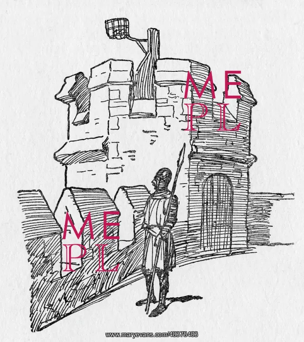 : A defending Soldier watching the enemy from a Castle : A defending Soldier watching the enemy from a Castle