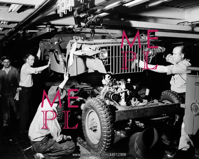 : Defense Workers Automobile Assembly Line Drop Body Onto Ch : Defense Workers Automobile Assembly Line Drop Body Onto Ch