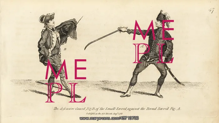 : Defensive guard of the small sword (B) against : Defensive guard of the small sword (B) against