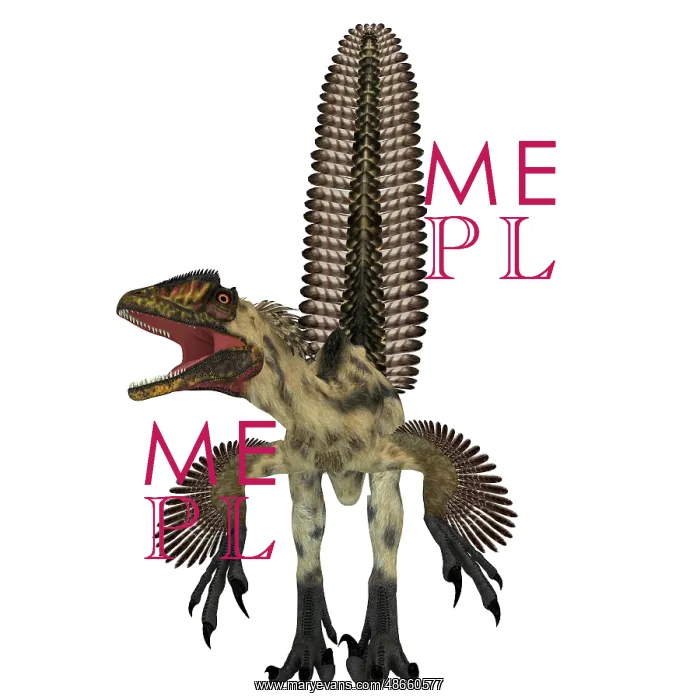 : Deinonychus dinosaur, front view : Deinonychus dinosaur, front view
