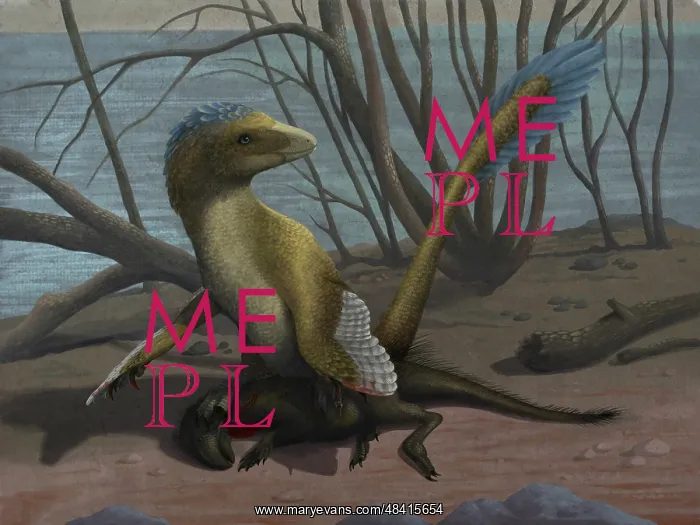 : A Deinonychus protects its kill, a psittacosaurid dinosaur : A Deinonychus protects its kill, a psittacosaurid dinosaur