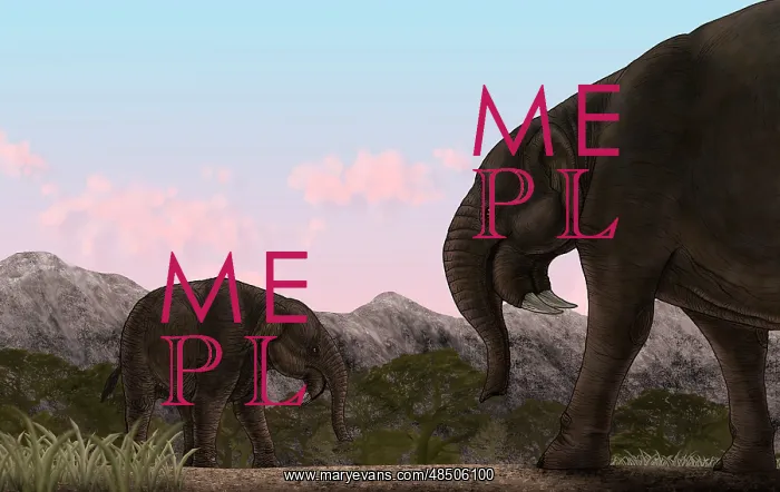 : Two Deinotherium, an extinct animal of the Miocene epoch : Two Deinotherium, an extinct animal of the Miocene epoch