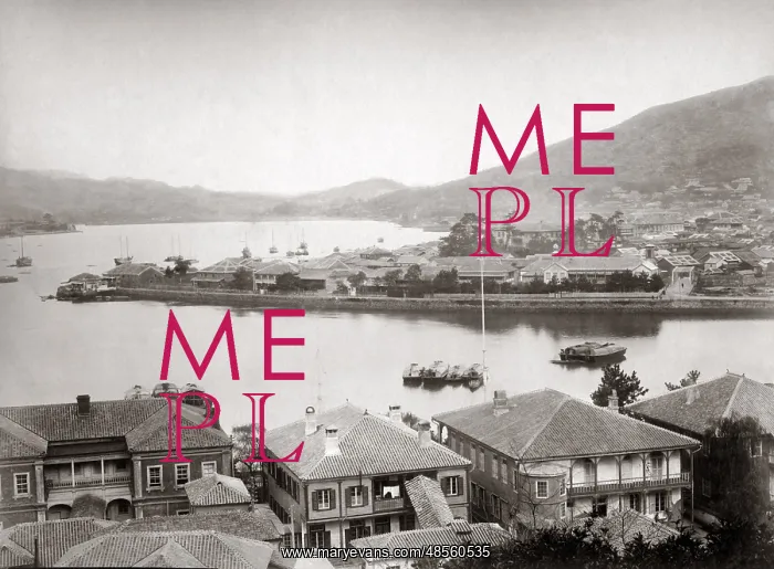 : Dejima foreign settlement, Nagasaki, Japan, circa 1890 : Dejima foreign settlement, Nagasaki, Japan, circa 1890