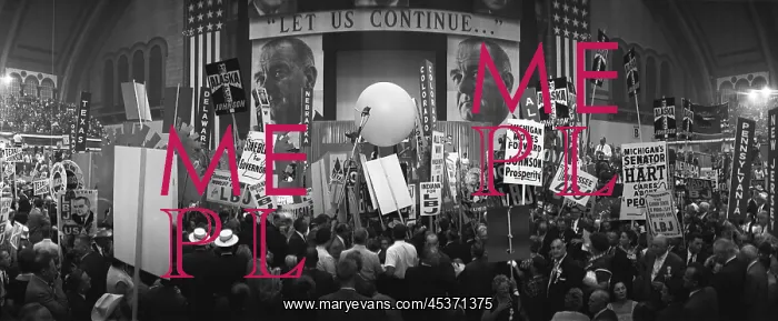 : Delegates and stage at the 1964 Democratic National : Delegates and stage at the 1964 Democratic National