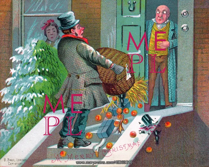 : Delivery man on a Christmas card : Delivery man on a Christmas card