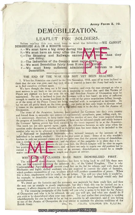 : Demobilization leaflet for soldiers : Demobilization leaflet for soldiers