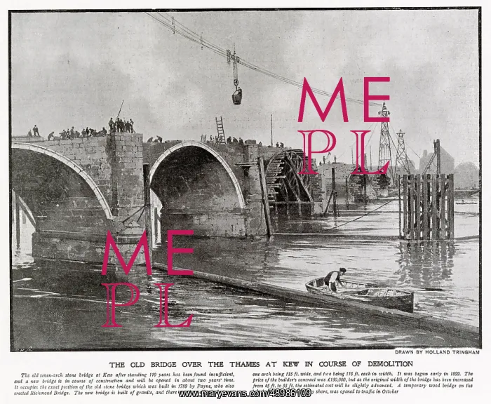 : Demolition of the old Kew Bridge, Surrey 1900 : Demolition of the old Kew Bridge, Surrey 1900