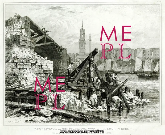 : Demolition of the old London Bridge 1832 : Demolition of the old London Bridge 1832