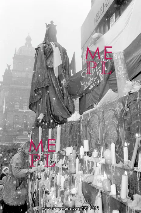 : Demonstration - candles - St. Wenceslas statue : Demonstration - candles - St. Wenceslas statue