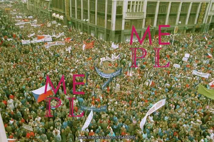 : Demonstration - general strike - Wenceslas Square : Demonstration - general strike - Wenceslas Square