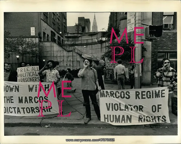 : Demonstration against Marcos regime outside UN building : Demonstration against Marcos regime outside UN building