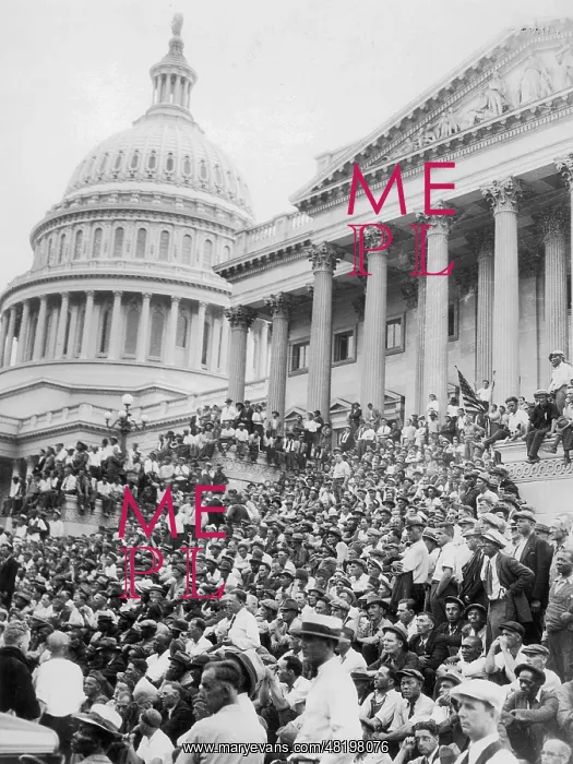 : Demonstration of war veterans in front of the Capitol in Was : Demonstration of war veterans in front of the Capitol in Was
