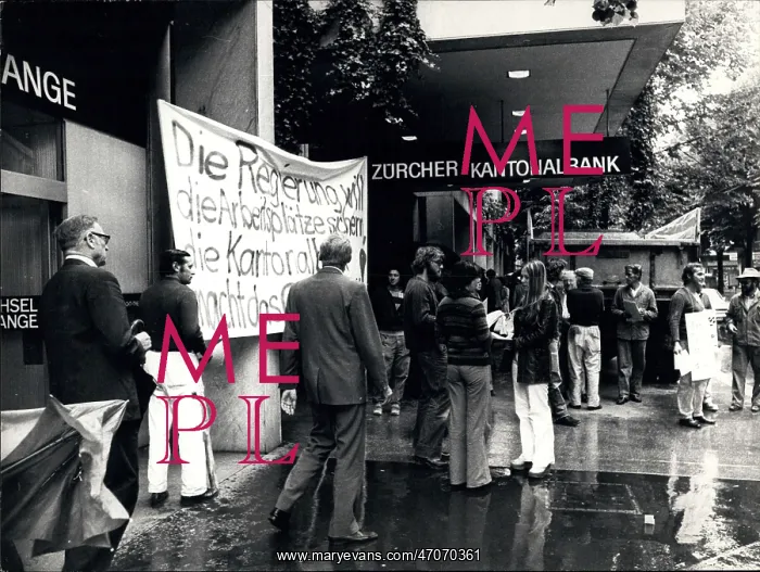 : Demonstration of workers, Zurich Cantonal Bank, Switzerland : Demonstration of workers, Zurich Cantonal Bank, Switzerland