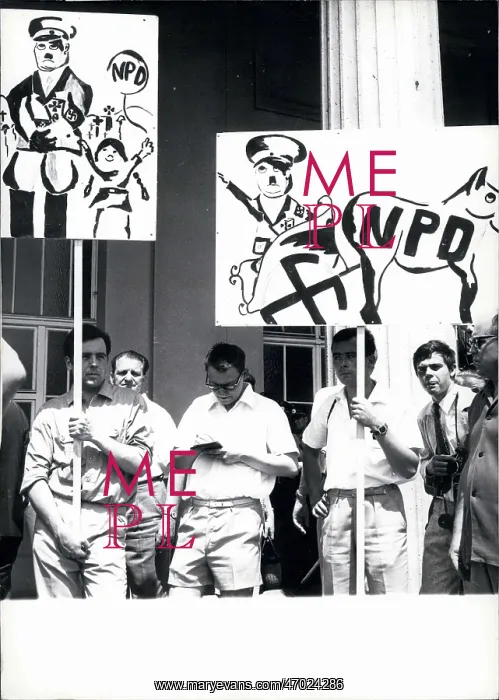 : Demonstrators outside building in Karlsruhe, Germany : Demonstrators outside building in Karlsruhe, Germany