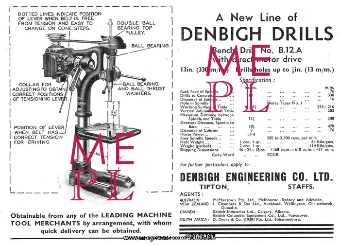 : Denbigh Engineering. Tipton, Staffs. Machine Tools 1939 : Denbigh Engineering. Tipton, Staffs. Machine Tools 1939