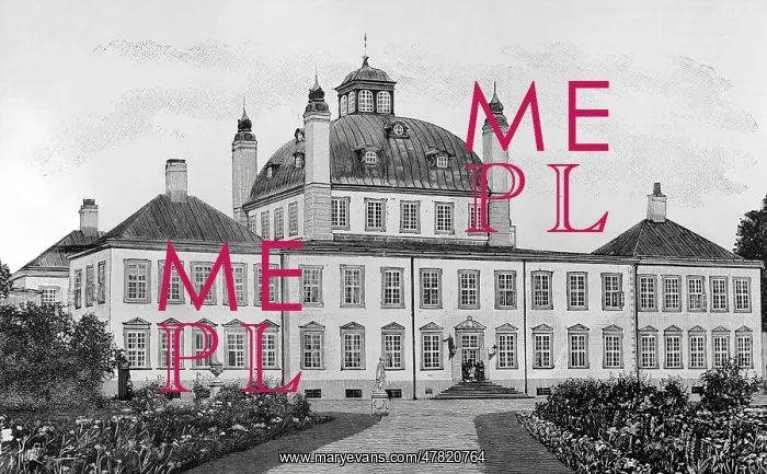 : Denmark. Fredensborg Palace. Engraving, 1898 : Denmark. Fredensborg Palace. Engraving, 1898