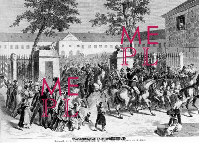 : Departure of a regiment in Berlin during the war, 1870 : Departure of a regiment in Berlin during the war, 1870