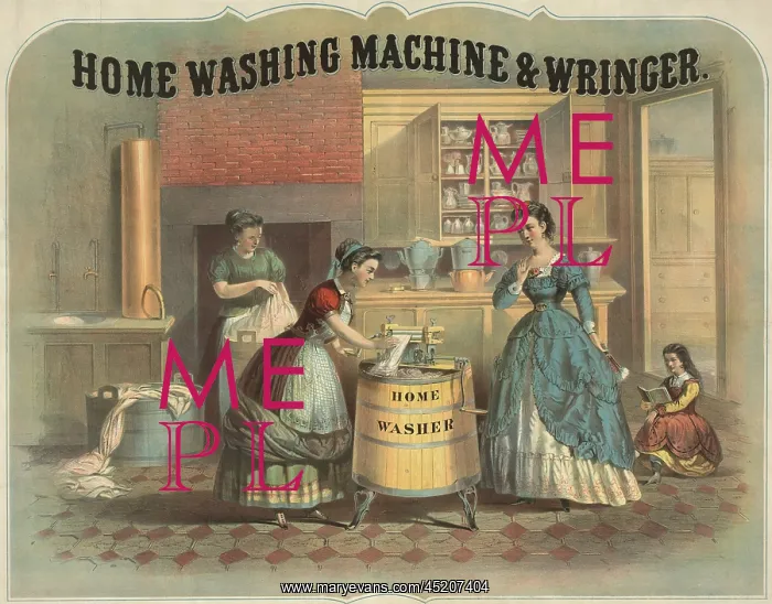 : Depiction of a laundress using a washing ? : Depiction of a laundress using a washing ?