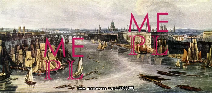: Depiction of the Thames in the early 19th century : Depiction of the Thames in the early 19th century