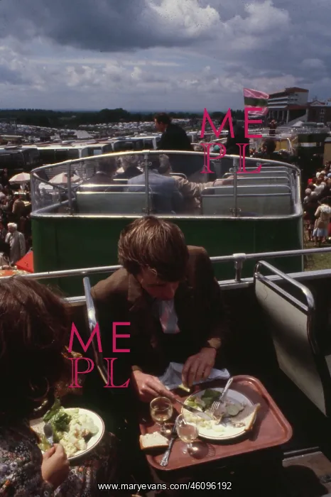 : Derby Day -- eating on open top bus : Derby Day -- eating on open top bus