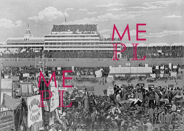  : Derby Day at Epsom with grandstand, 1895