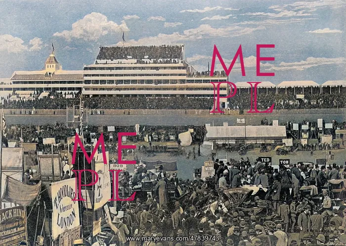  : Derby Day at Epsom with grandstand, 1895