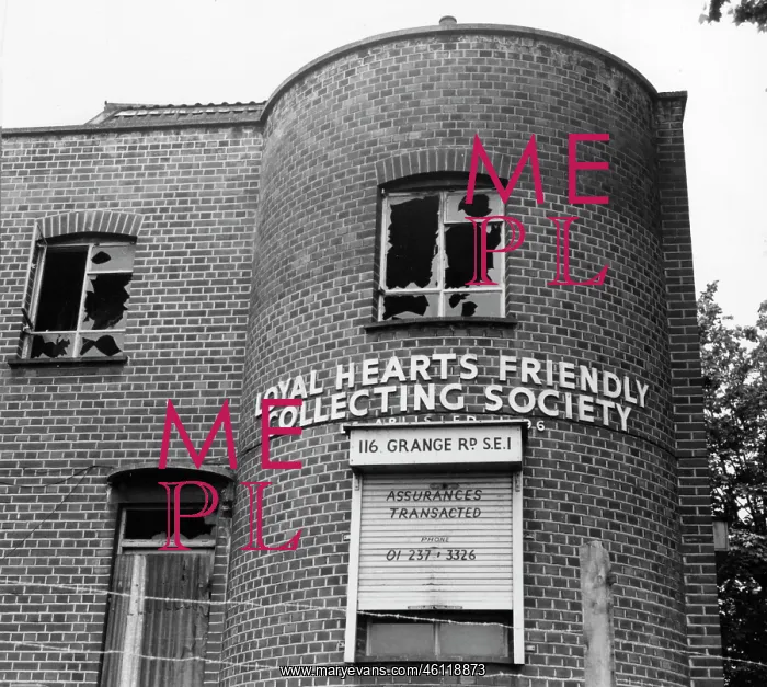 : Derelict office building with broken windows, London : Derelict office building with broken windows, London