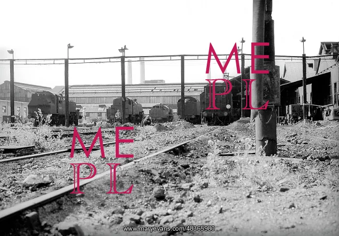 : Derelict yard with condemned steam engines at Nine Elms : Derelict yard with condemned steam engines at Nine Elms